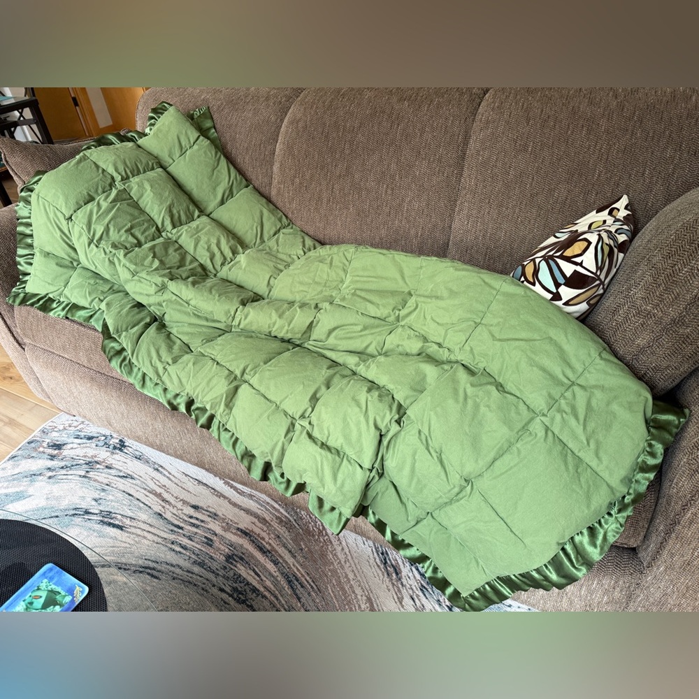 The Company Store Green Down Throw - Picture 2 of 5